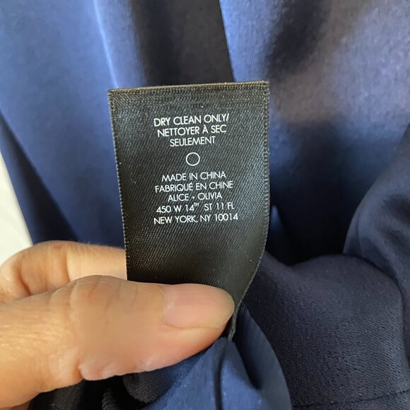 Alice + Olivia LIKE NEW Regina Satin Tieneck Halter Dress in Navy Blue - Picture 12 of 12